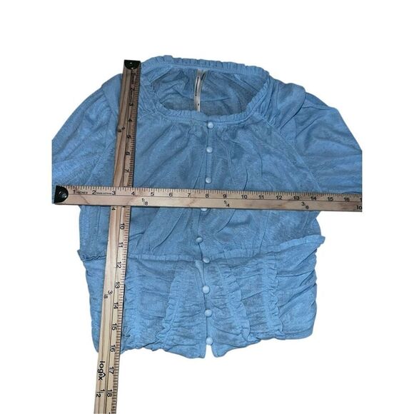 EXCELLENT CONDITION Anthropologie sheer style Long-Sleeve Femme Ruched Cropped T - Picture 10 of 10